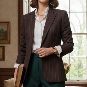 Lauren Ralph Lauren 8P Vintage Old Money Classic Preppy Pinstripe Wool Blazer